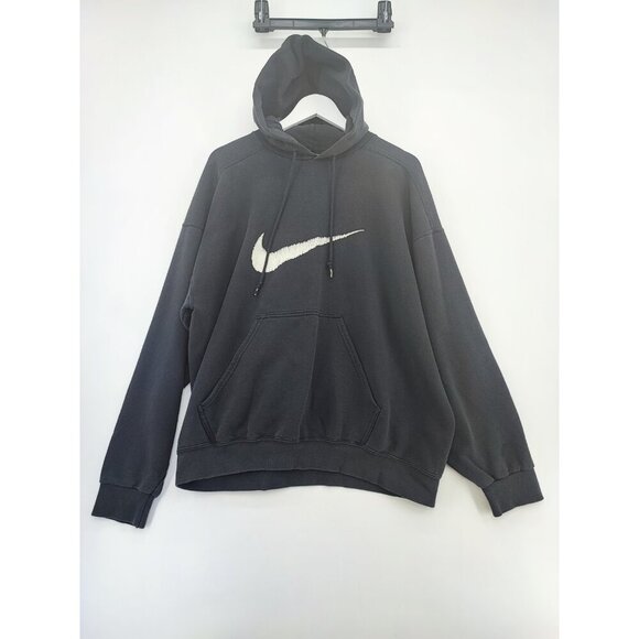 Nike Men's Vintage Big Center Swoosh Black Hoodie Sweatshirt Size Large - Picture 2 of 10